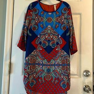 Pink Owl Multiprint Bohemian Shift Dress M